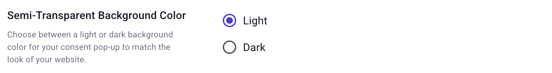 Semi-Transparent Background Color setting with Light and Dark options
