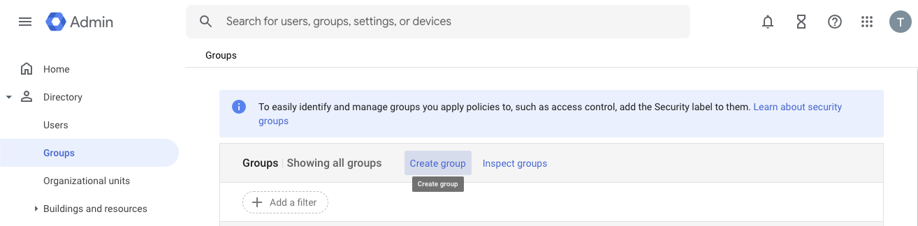 Create group button