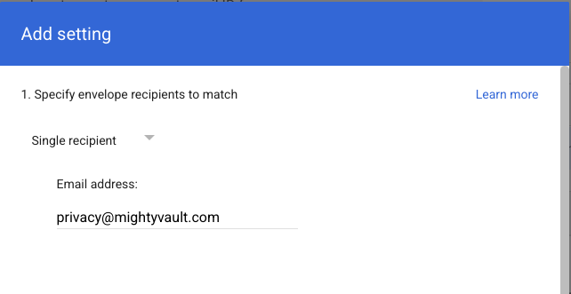 Default routing single-recipient setting