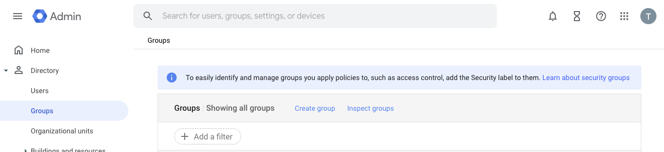 Directory -> Groups