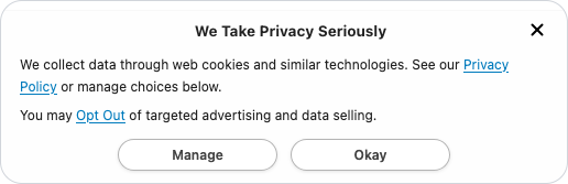 Opt-out consent banner with optional consent granted by default